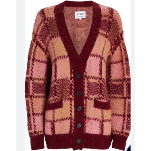 Re/Done 90s Oversized Mulberry Knit Sweater Cardigan - Picture 3 of 10